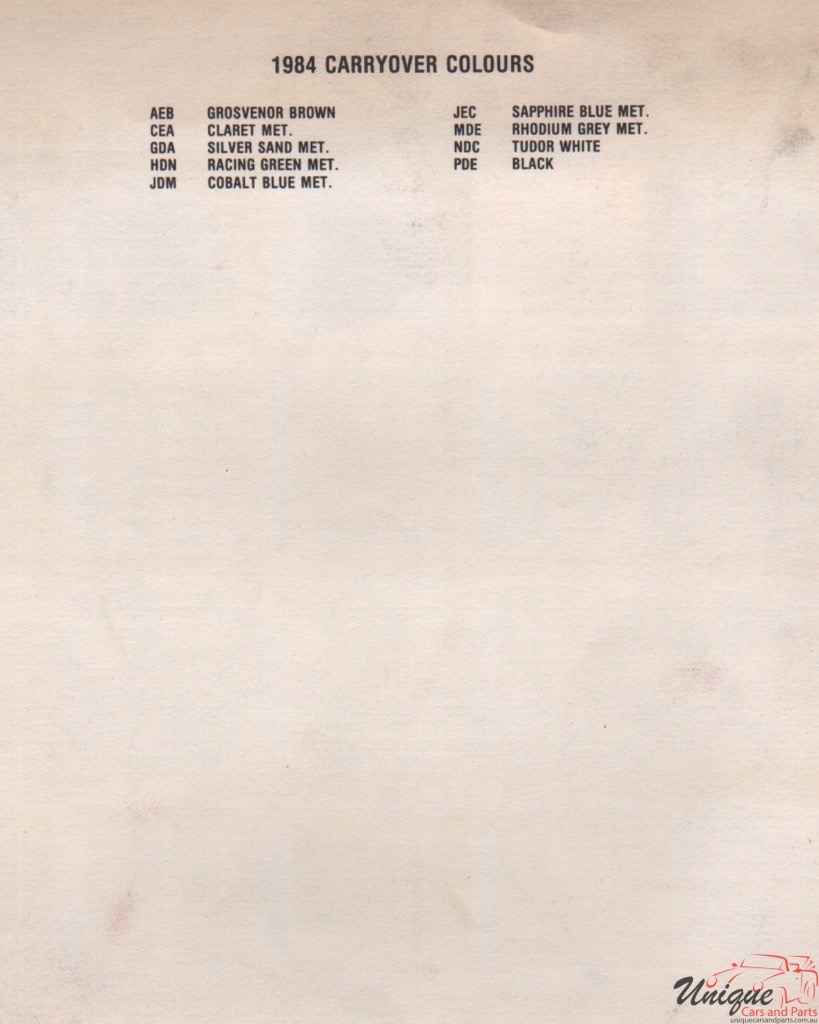 1984 Jaguar Paint Charts ECS 2